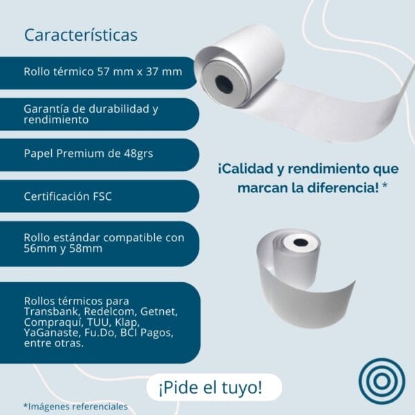 Rollos de papel térmico 57x37