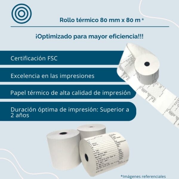 Rollos de papel térmico 80x80